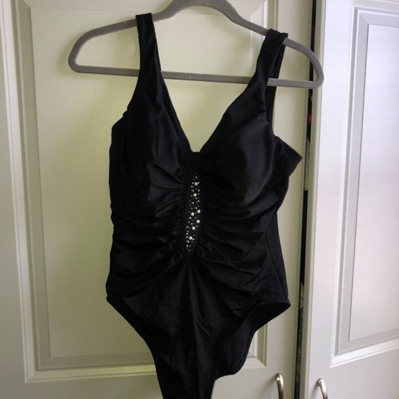 Trimshaper One Piece Swimsuit Size 12‎ Black - Picture 2 of 11